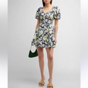 Tanya Taylor Floral Puff Sleeve Dress